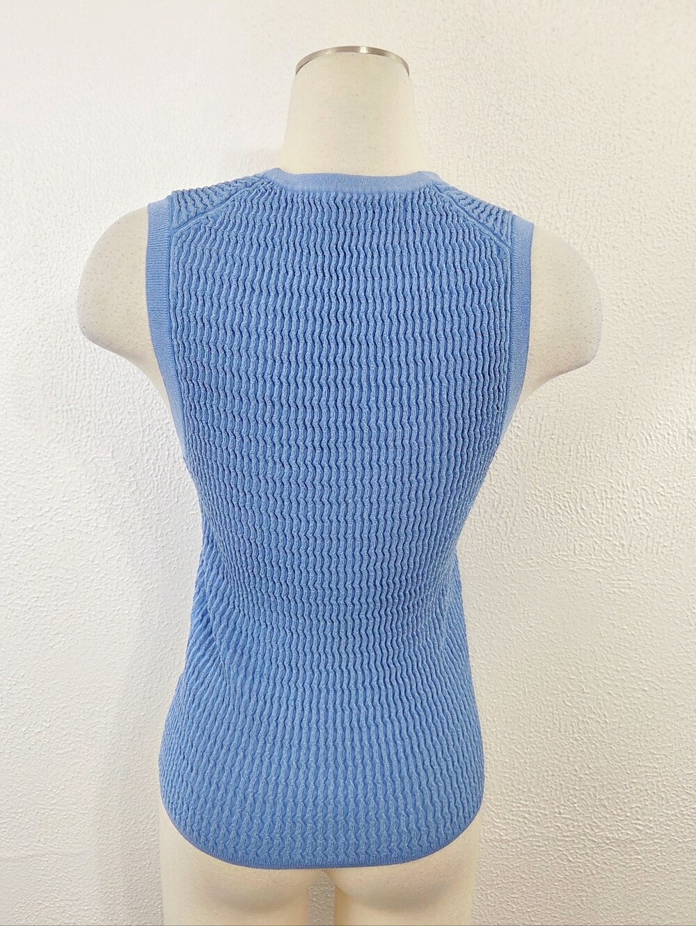 Veronica Beard Sid Light Blue Sleeveless Pullover tank top ribbed metallic small - Picture 4 of 7